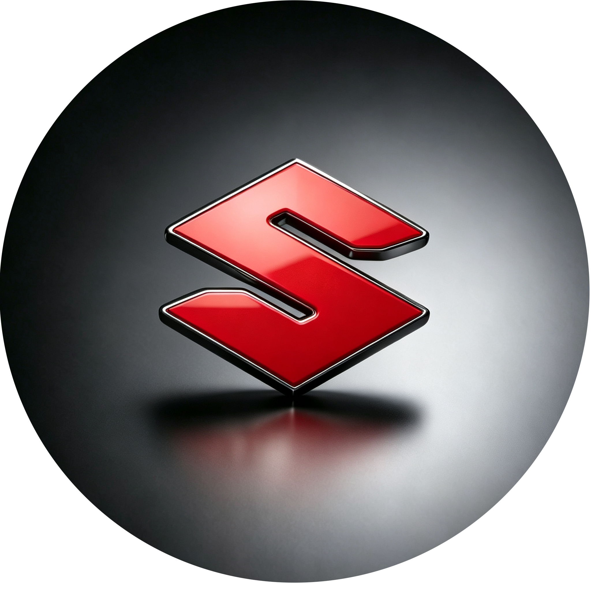 Suzuki car logo, fiery metal graphic for automotive performance upgrade